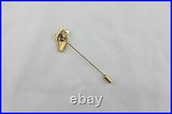 Vintage 14k Hand holding 3.3mm white Pearl STICK PIN yellow gold Victorian Style