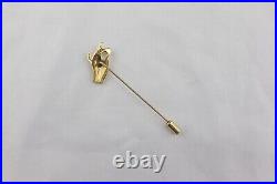 Vintage 14k Hand holding 3.3mm white Pearl STICK PIN yellow gold Victorian Style
