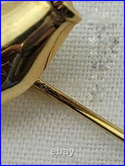 Vintage 14k Hand holding 3.3mm white Pearl STICK PIN yellow gold Victorian Style