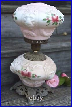 Vintage 1940s 60s Hand Painted Roses GWTW Hurricane Lions Face Table Lamp