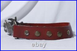 Vintage 1960s-1970s Victorian Revival Clasping Hands Surrealist Leather Belt