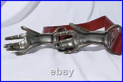 Vintage 1960s-1970s Victorian Revival Clasping Hands Surrealist Leather Belt