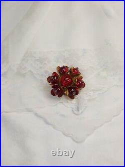 Vintage 40s Early Unsigned Miriam Haskell Flower Poured Glass Gripoix Brooch