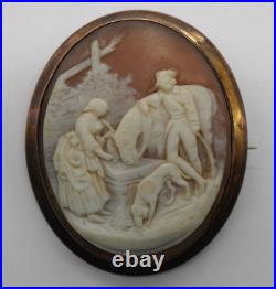 Vintage 9k Victorian Hand Carved Cameo Brooch- 13.2 Grams- A1869