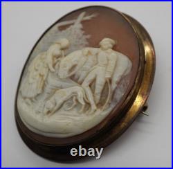 Vintage 9k Victorian Hand Carved Cameo Brooch- 13.2 Grams- A1869