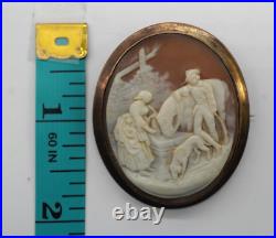 Vintage 9k Victorian Hand Carved Cameo Brooch- 13.2 Grams- A1869