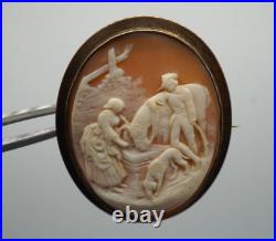Vintage 9k Victorian Hand Carved Cameo Brooch- 13.2 Grams- K256