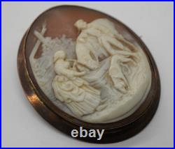 Vintage 9k Victorian Hand Carved Cameo Brooch- 13.2 Grams- K256