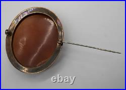 Vintage 9k Victorian Hand Carved Cameo Brooch- 13.2 Grams- K256