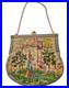 Vintage Antique Petit Purse handbag Hand Needlepoint Tapestry Floral design