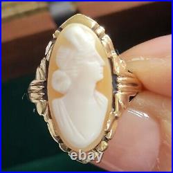 Vintage Antique Victorian 10k Yellow Gold Hand Made Cameo Ring Size 4.5
