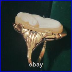 Vintage Antique Victorian 10k Yellow Gold Hand Made Cameo Ring Size 4.5