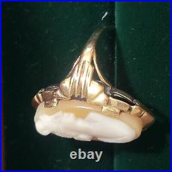 Vintage Antique Victorian 10k Yellow Gold Hand Made Cameo Ring Size 4.5