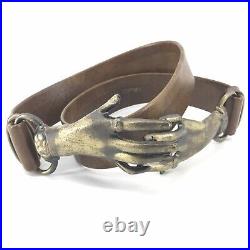 Vintage Belt Brass Metal Woman's Clasping Hands Victorian Style Buckle