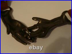Vintage Brass Metal Woman's Clasping Hands Victorian Style Buckle With Belt