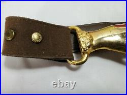 Vintage Brass Womans Clasping Hands Victorian Revival Leather Belt