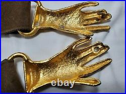 Vintage Brass Womans Clasping Hands Victorian Revival Leather Belt