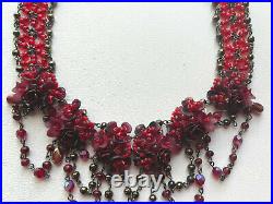 Vintage COLLEEN TOLAND Red Draped Choker Necklace, Signed