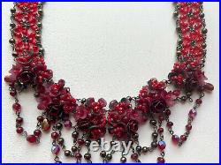 Vintage COLLEEN TOLAND Red Draped Choker Necklace, Signed