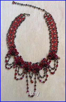 Vintage COLLEEN TOLAND Red Draped Choker Necklace, Signed