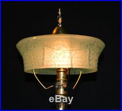 Vintage Chinese Qing Dynasty bronze brass dragon lamp Victorian hand-made shade