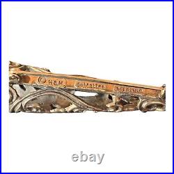 Vintage Corsage Pin Brooch Sterling Hand And Hamer Estate 2.25 Victorian Style