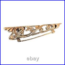 Vintage Corsage Pin Brooch Sterling Hand And Hamer Estate 2.25 Victorian Style