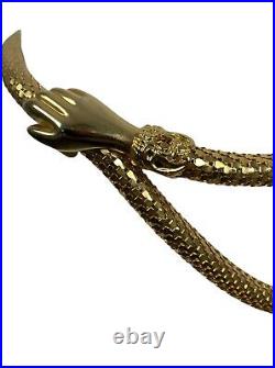 Vintage DL AULD Mesh Belt- Clasping Hands Victorian Style Gold Tone -36 Adjusts