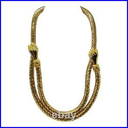 Vintage DL AULD Mesh Belt necklace Hands on ends Victorian Style Gold Tone 41