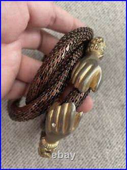 Vintage DL Auld Mesh Necklace Belt Victorian Hands Bronze Gold 70s 80s