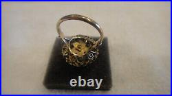 Vintage Estate Antique Ring 14k Gold Opal Tower Victorian Hand Made Ornate READ