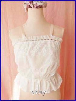 Vintage French Hand Stitch Embroidered Camisole Lace Top Rouje