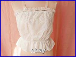 Vintage French Hand Stitch Embroidered Camisole Lace Top Rouje