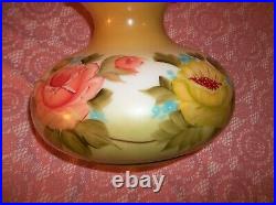 Vintage Gone with the Wind Style Hurricane Table Lamp Roses 3 Way Hand Painted