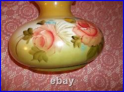 Vintage Gone with the Wind Style Hurricane Table Lamp Roses 3 Way Hand Painted