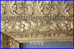Vintage Hand Carved Arts & Crafts Picture Frame Gold Leaf Victorian Ornate 48X34