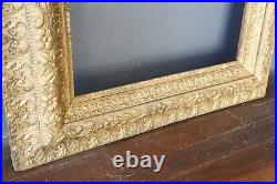 Vintage Hand Carved Arts & Crafts Picture Frame Gold Leaf Victorian Ornate 48X34