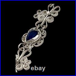 Vintage Hand Carved Cameo Necklace Filigree Victorian Revival Bezel Set Glass 9H