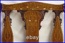Vintage Hand Carved SETTEE Sofa Love Seat. Inlays of M-of-P &Woods. Brass Tacks