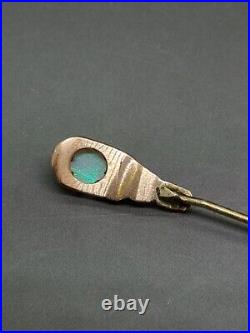 Vintage Hand Etched Fiery Opal 10K Gold Victorian Stick Hat Pin 1.8 Grams 2 1/2