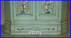 Vintage Hand Painted Blue 18th Century Style Wardrobe With Floral Detailing