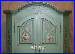Vintage Hand Painted Blue 18th Century Style Wardrobe With Floral Detailing