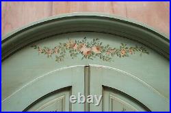 Vintage Hand Painted Blue 18th Century Style Wardrobe With Floral Detailing