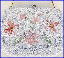 Vintage Handbag Purse Bags By Josef France Art Deco Floral Hand Micro Beaded