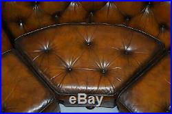 Vintage Harrods Chesterfield Hand Dyed Cigar Brown Leather Corner Sofa Walnut