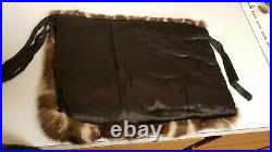 Vintage Ladies Hand Warmer Muff Zipper Pouch Carrying Strap Skunk Badger Fur