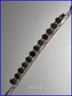 Vintage Lava Cameo Bracelet Victorian Silver Hand Carved Cameos