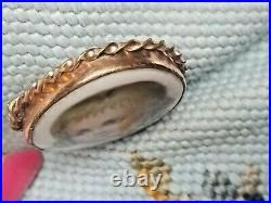Vintage Porcelain Hand Painted Cameo Victorian Blonde Boy BROOCH set in 12K Gold