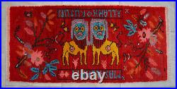 Vintage Small Rug MAT Hand Knotted Lions Pattern Turkish Mat rug 1'9 x 3'7