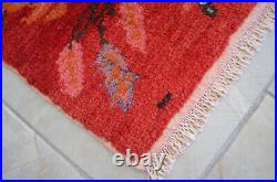 Vintage Small Rug MAT Hand Knotted Lions Pattern Turkish Mat rug 1'9 x 3'7